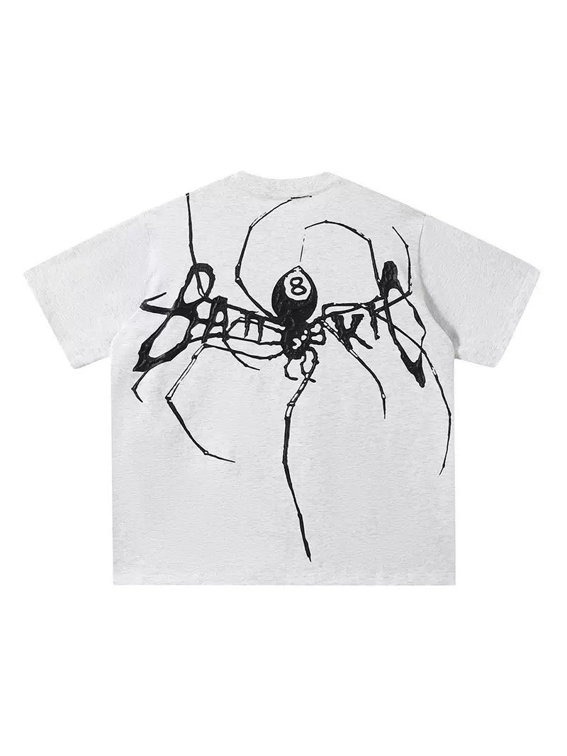 美式蜘蛛印花寬鬆短
