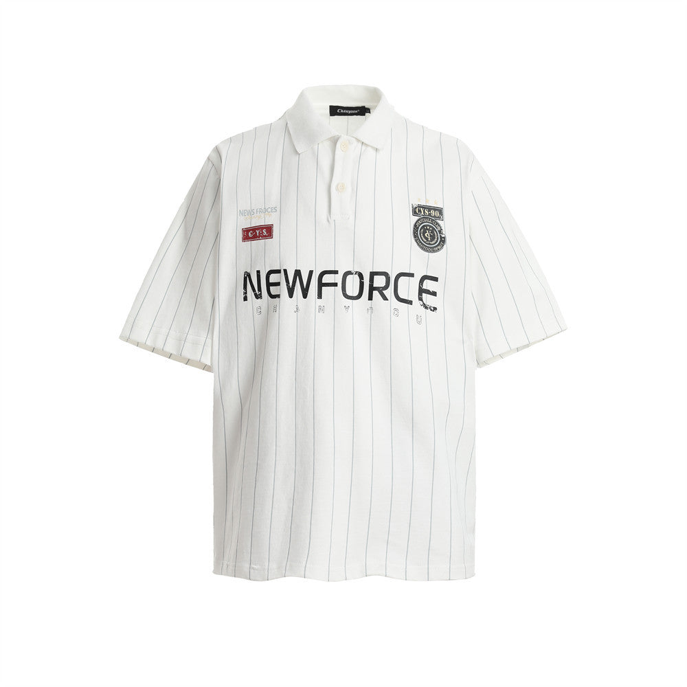 美式條紋字母 POLO・寬鬆短袖