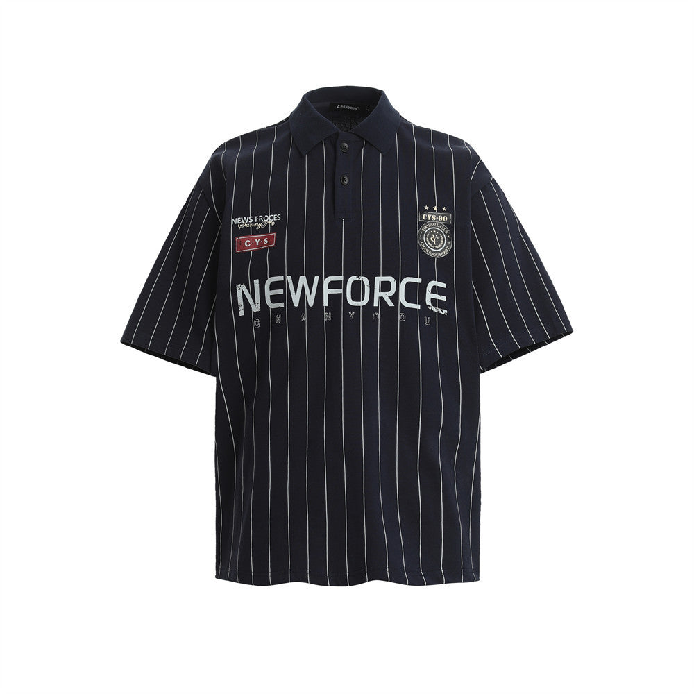 美式條紋字母 POLO・寬鬆短袖